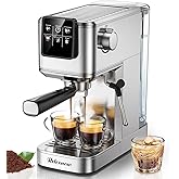 RELEXNOW Espresso Machine, 20 Bar Espresso Maker Milk Frother &amp; LCD Panel, Hot &amp; Iced Coffee Machine, Stainless Steel Espresso Coffee Machine with 41oz Water Tank for Cappuccino, Latte