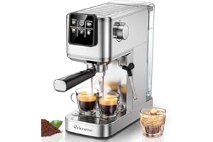 RELEXNOW Espresso Machine, 20 Bar Professional Espresso Coffee Maker with Milk Frother Steam Wand, Hot & Iced Coffee Machine, Compact Stainless Steel Coffee Machine for Cappuccino,Latte,Cold Brew