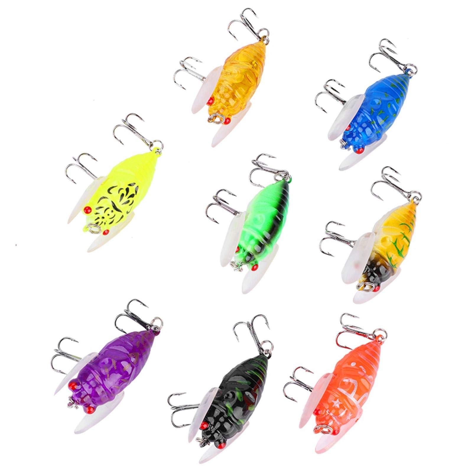 DAUERHAFT 1.97In Soft Cicada Fishing Cicada Bait Plastic Practical Simulate Cicada Appearance 8 Colors,for Fishing
