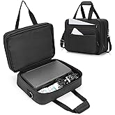 samdew Double-layer Portable Mobile Printer Storage Bag Compatible with HP Tango/Tango X, HP Officejet 250/200, Printer Carrying Case with 15.6" Laptop Layer, Shoulder & Trolley Strap, Bag Only