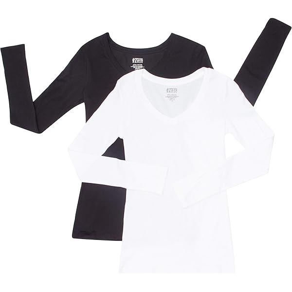 Active Basic Women 's Long Sleeves V-Neck Tee T-Shirt Top