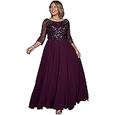 Mother of The Bride Dress - Plus Size Long Sleeve Formal Dress - Hand Beaded Top Long Evening Gown for Wedding