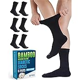 Doctor's Select Diabetic Socks for Women & Men - 6 Pairs Knit Viscose Bamboo Neuropathy Socks | Moisture-Wicking, Non-Binding