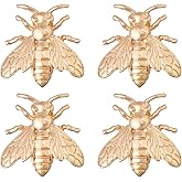 CHGCRAFT 4pcs Golden Bee Enamel Pin Bee Brooch Pins for Suit Shirt Collar Backpack Clothes Decorations Party Anniversary Accessories Gifts, Golden