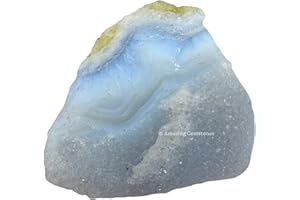 AMAZING GEMSTONE Blue Lace Agate Raw Crystals and Healing Stones, Natural Rocks for Tumbling and DIY Raw Stones and Crystals (1 Piece)