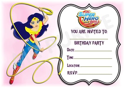 Dc Superhero Girls Wonder Woman Birthday Party Invites