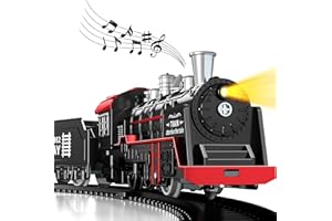 Doloowee Mini Train ElectricTrain Set with Retro Classic Steam（13pcs） Light & Sounds, Gift for Kids, Boys & Girls 3-6 Years