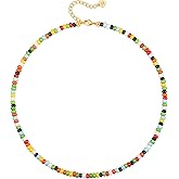 Aobei Pearl Gemstone Beaded Choker Necklace for Women Boho Turquoise/Cultured Freshwater Pearls/Garnet/Amazonite Jewelry