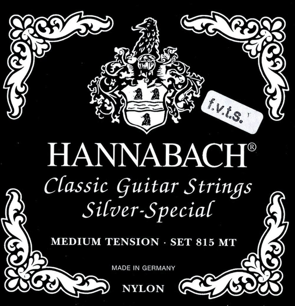 Hannabach strings for classical guitar series 815 F.V.T.S set Medium Tension Silver Special (high quality, all-purpose string, guitar strings classical guitar, Made in Germany)