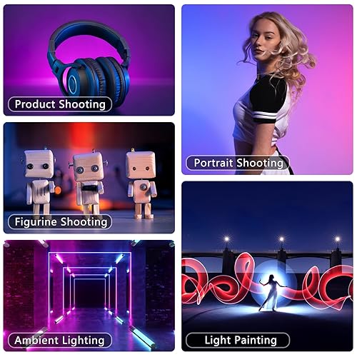 Neewer 3-Pack Magnetic RGB LED Light Wand - 360° Color, 2500-8500K, 2500mAh Battery For Photography, TikTok, YouTube (TL96RGB)