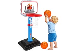 TSOMTTO Toddler Basketball Hoop for Kids 1-3, Mini Adjustable Basketball Hoops Indoor with Balls Outdoor Pool Basketball Goal Sports Play Toys for 1 2 3 year old Baby Boys Girls First Birthday Gifts Age 1-2-3
