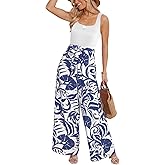 CUPSHE Women's Romper Square Neck Sleeveless Belted Pocket Wide leg Maxi Outfit Casual Dressy