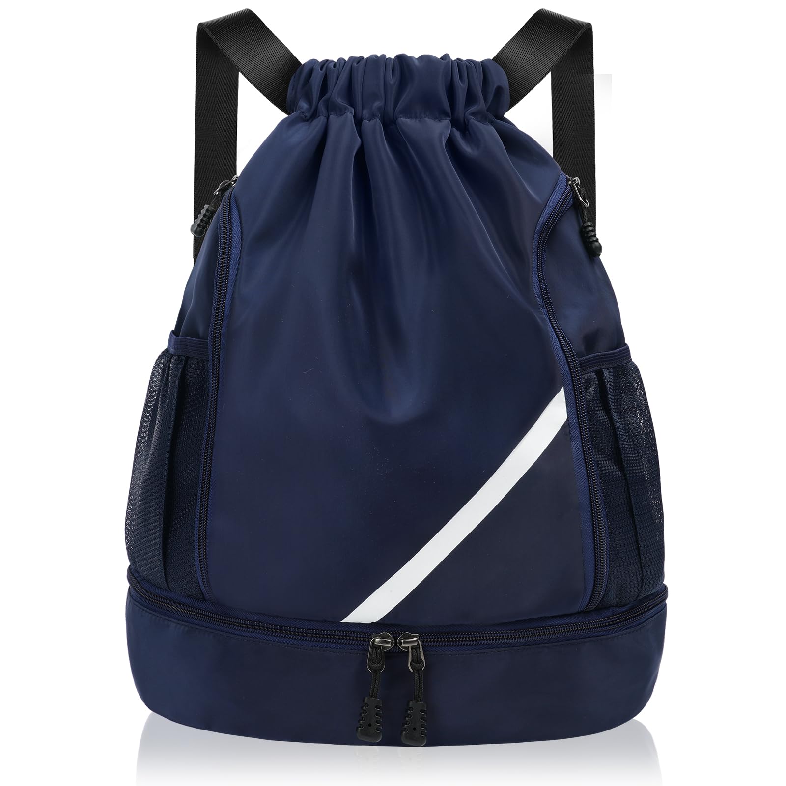 flintronic Drawstring Backpack, Waterproof Sports Backpack, Large Gym Bag With Shoe Compartment and Water Bottle Mesh Pockets, for Sports School Beach Holidays Swimming Travel