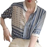 Korean Summer Shirt Women's Sweet top Retro Checkered Striped Shirt Women's Silk top