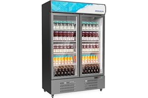 ROVSUN 35 Cu.Ft Commercial Refrigerator Display Refrigerator ETL NSF Certified, Commercial Beverage Cooler Glass Door Merchandiser Drink Fridge w/Adjustable Shelves LED Light for Bar Restaurant