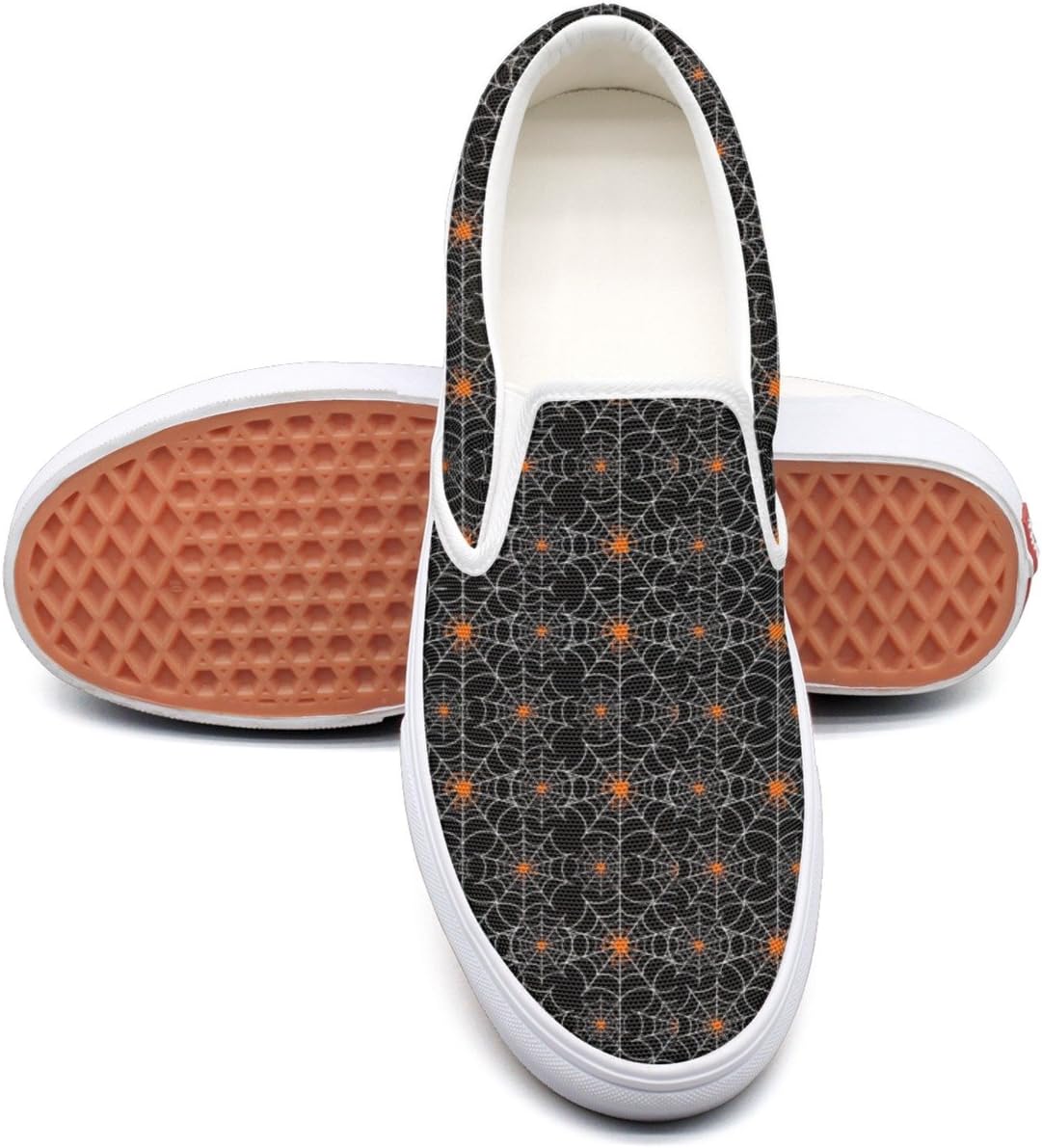 PPQQMM The Cobweb Meaning Men Canvas Casual Slip On Shoes Retro White