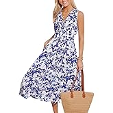CUPSHE Women Tiered Ruffle Midi Floral Summer Dress Surplice V Neck Elastic Waist Casual Spring Dresses with Pockets
