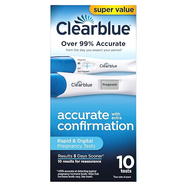 CLEARBLUE PREGNANCY TEST COMBO PACK, 10CT – DIGITAL WITH SMART COUNTDOWN & RAPID DETECTION – SUPER VALUE