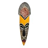 NOVICA Yellow and Brown Painted Ghanaian Wood Wall