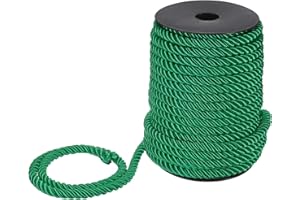 M METERXITY 22 Yards Twisted Rope Trim, 8mm/0.31" Dark Green Soft Polyester Twisted Silk Rope Cord 3-Ply Decorative Cord for Gift Bag/DIY Crafts/Home Decor/Curtain Tieback
