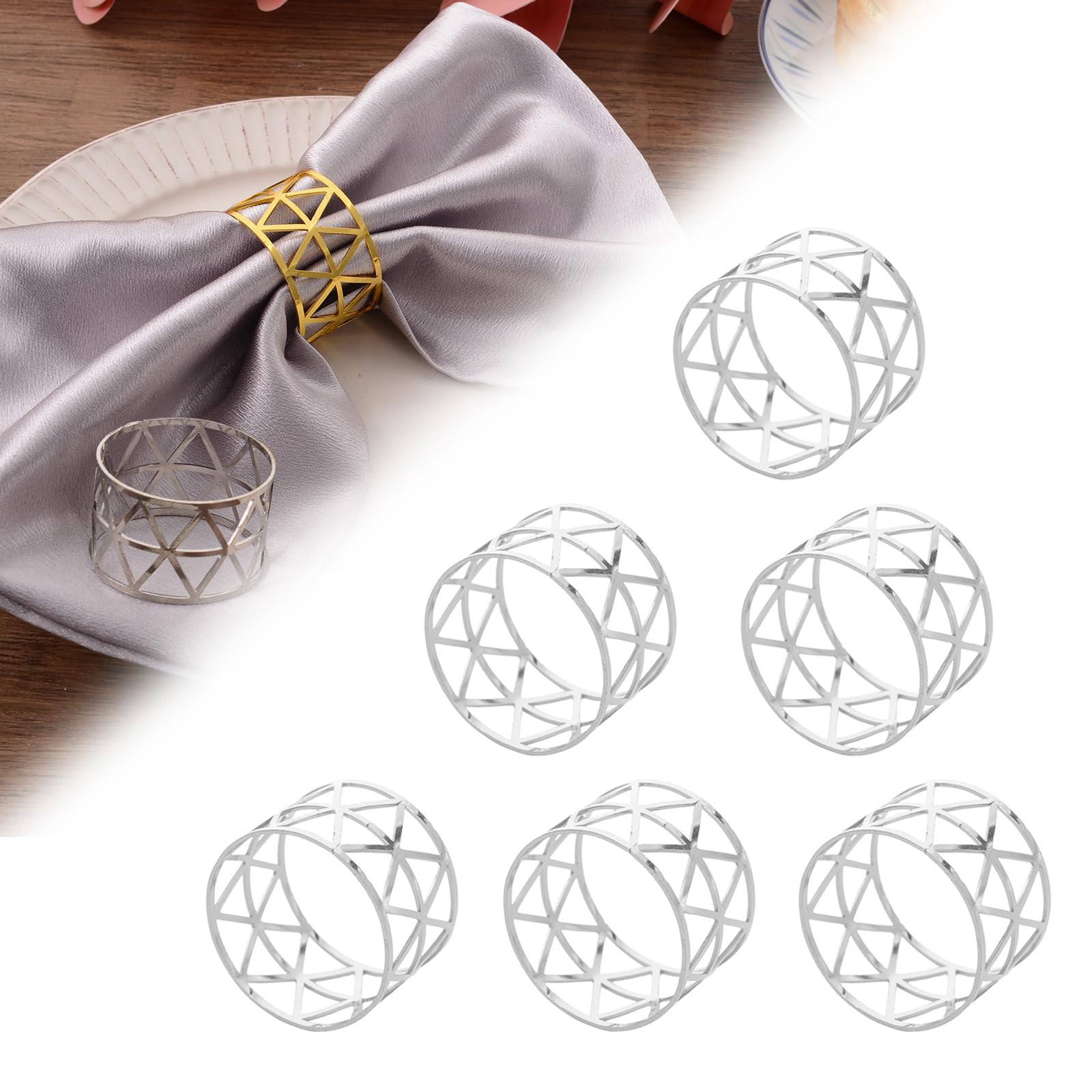 Silver Napkin Rings Set, Christmas Napkin Rings (20 PCS)