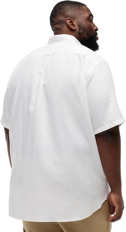 Camisa Hombre Linen Solid Manga Corta, Blanco (White), 2XL — foto 2 de 6