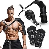 Sanwuta 4 Pcs Halloween Leather Single Shoulder Armor Faux Leather Arm Guards Medieval Viking Knight Belt Costume for Adults Cosplay(Brief) Black
