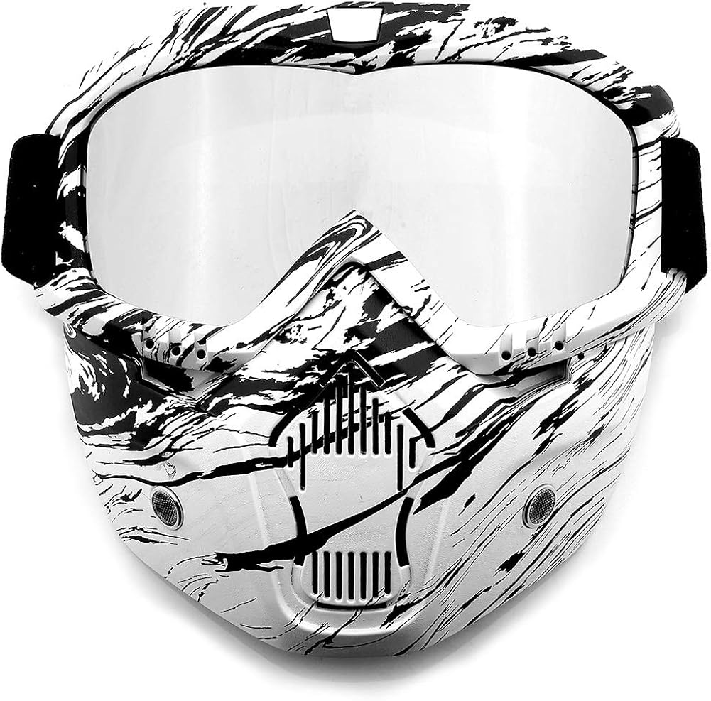 SPOSUNE Motorcycle Goggles Detachable Face Mask, ATV Dirt Bike Paintball Goggle Anti-Scratch UV400 Eyewear for Men Women: Clothing