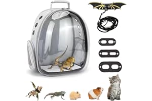 CUTENNIOU Bearded Dragon Carrier with Harness and Leash Set Large Small Animal Carrier Backpack Bubble Window Portable Small Pet Carrier for Reptile Lizard Rabbit Bird Guinea Pig Cat Travel Walking