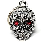 Bravo Bells Sugar Skull Diamond Bell - Biker Bell Accessory or Key Chain for Good Luck on The Road