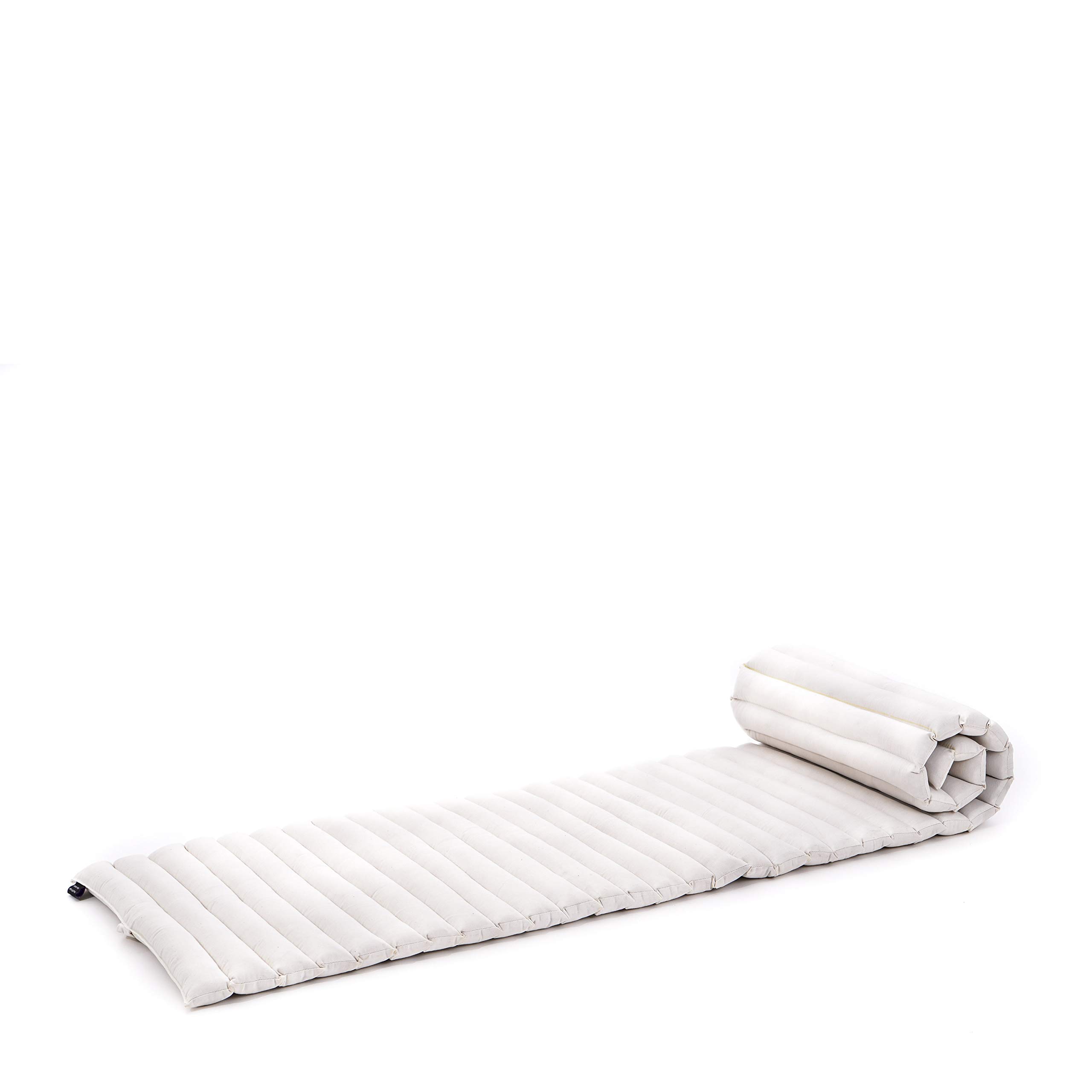 LEEWADEE Rollable Floor Mat S – Comfortable and Rollable Thai Mattress, Soft Massage Mat Filled with Eco-Friendly Kapok, 190 x 50 cm, ecru — image 1