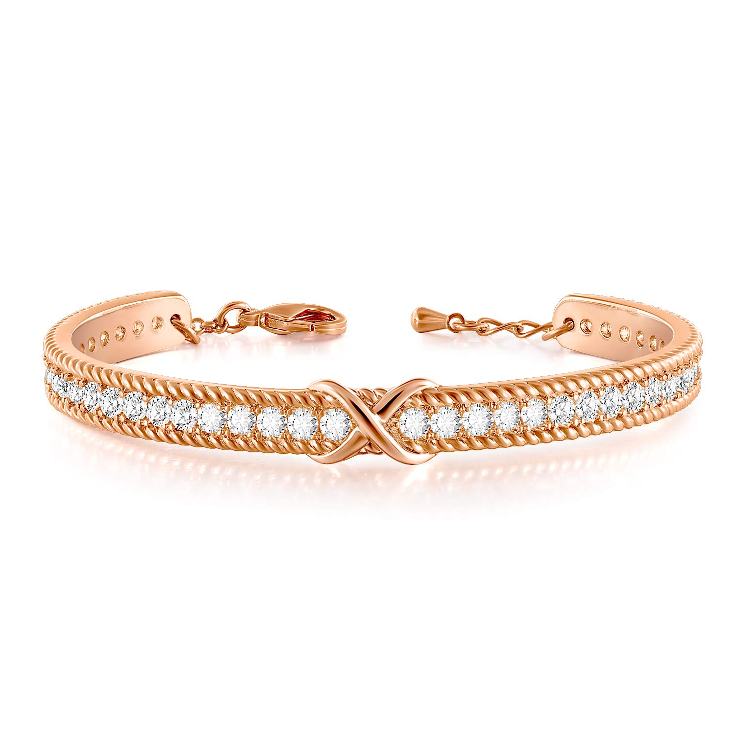 Angelady Rose Gold Bangles Bracelets for Womens, Adjustable Infinity Bracelet Womens Bracelet Valentines Jewelry Gifts for Women Girls