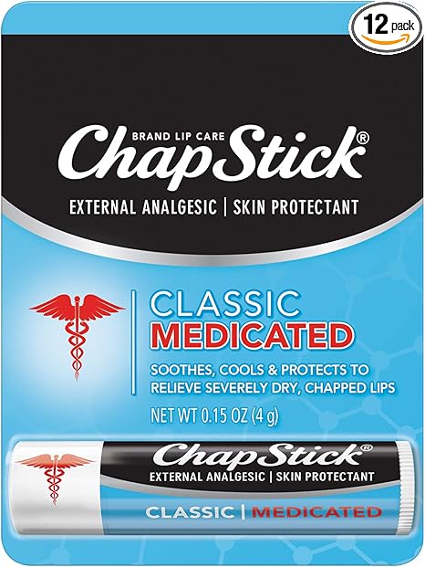 Amazon.com: ChapStick Classic (Medicated Flavor, 0.15 Ounce) Lip Balm Tube,  Skin Protectant, Lip Care, External Analgesic, 1.8 ounce (pack of 12):  Health & Personal Care Amazon.com: ChapStick Classic (Medicated Flavor, 0.15 Ounce) Lip Balm Tube,  Skin Protectant, Lip Care, External Analgesic, 1.8 ounce (pack of 12):  Health & Personal Care
