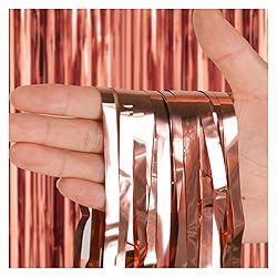 PABUES 5 Pack 3.3 x 6.6 FT Rose Gold Foil Fringe