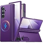 CENMASO Magnetic for Samsung Galaxy Z Fold 7 Case with Stand, Fit for Magsafe, Hinge Protection, Screen Protector, Built-in Hidden Kickstand, Slim Shockproof Phone Case for Galaxy Z Fold 7-Purple