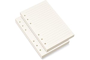 BIDPONDS A6 Refill Paper, A6 Lined paper, 6 Hole Punched for A6 Filofax Personal Binder Planner, 8mm Ruled Loose Leaf Paper, 80 Sheets/160 Lined Pages, 4.1 x 6.6 inches,Beige (2)