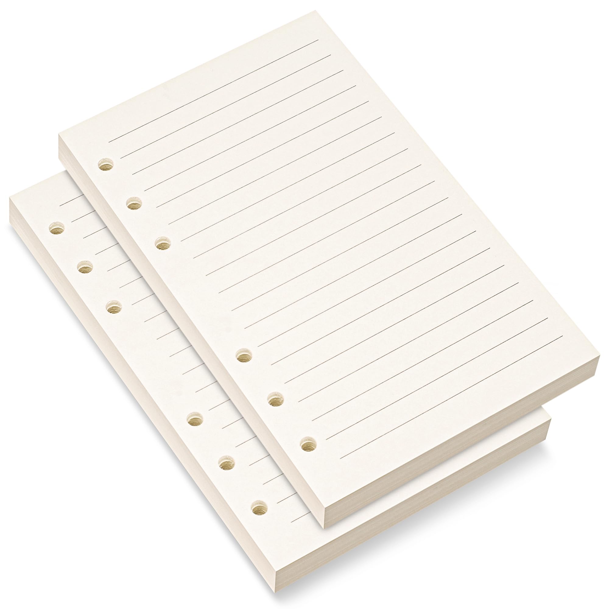 Bidponds A6 Refill Paper, 6 Holes Lined Paper for A6 Personal Binder Planner, 8mm Ruled Loose Leaf, 80 Sheets/160 Lined Pages, 4.1 x 6.6 inches,Beige (2)