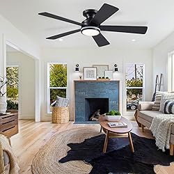 BYKISTOK 46In RGB Ceiling Fans with Lights - Black