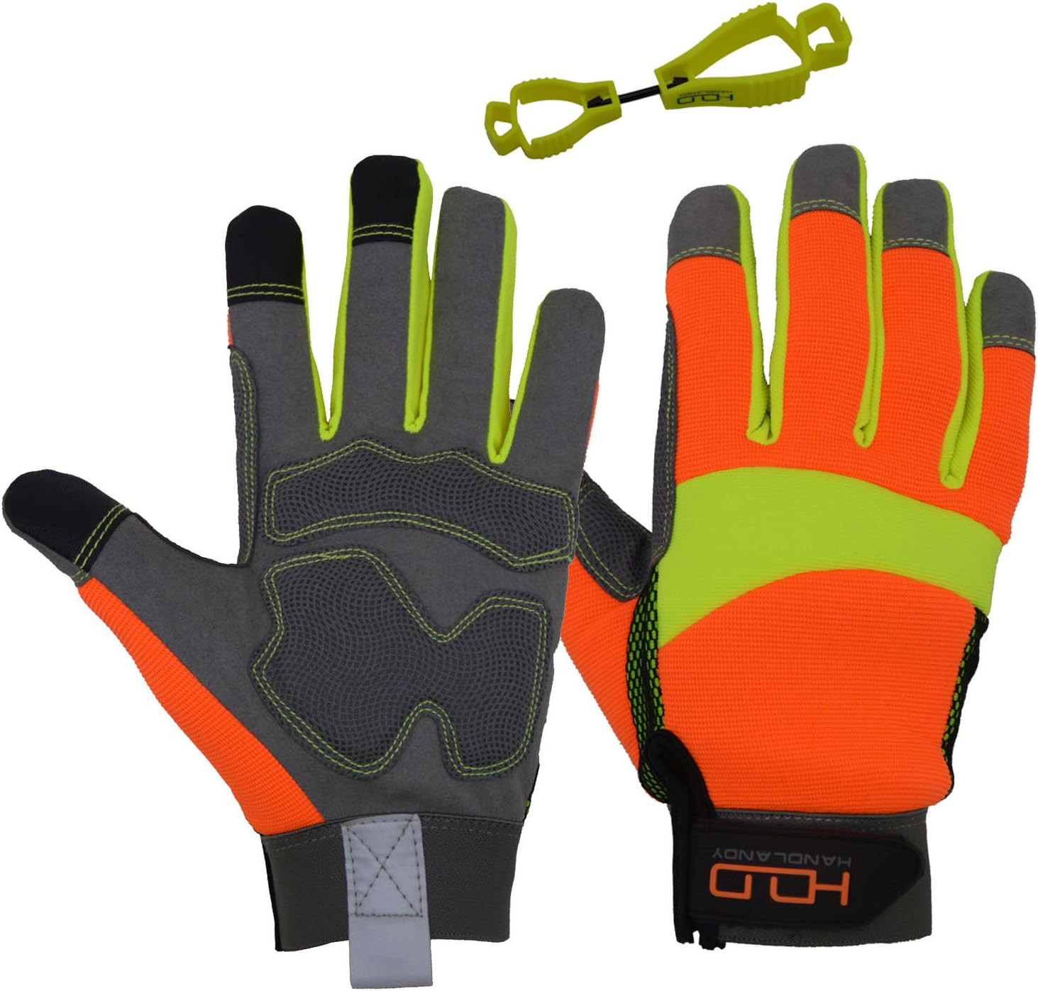 HANDLANDY Hivis Reflective Work Gloves, Anti Vibration Safety Gloves