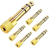 VCE 6.35mm to 3.5mm Headphone Adapter, 1/4 inch Male to 1/8 inch Female Stereo Audio Jack Adapter Gold Plated Connectors for 