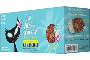 TIKI PETS Tiki Cat Aloha Friends Variety Pack, Seafood Flavors with Pumpkin, Wet, High-Protein & High-Moisture Cat Food, For All Life Stages, 3 oz. Cans (Pack of 12)