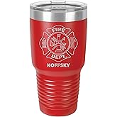 Personalized FIREFIGHTER, FIREMAN Appreciation Gift - Laser Engraved 30 oz. Polar Camel Suregrip Stainless Steel Tumbler, Drinkware, 13 Available Colors (Red)
