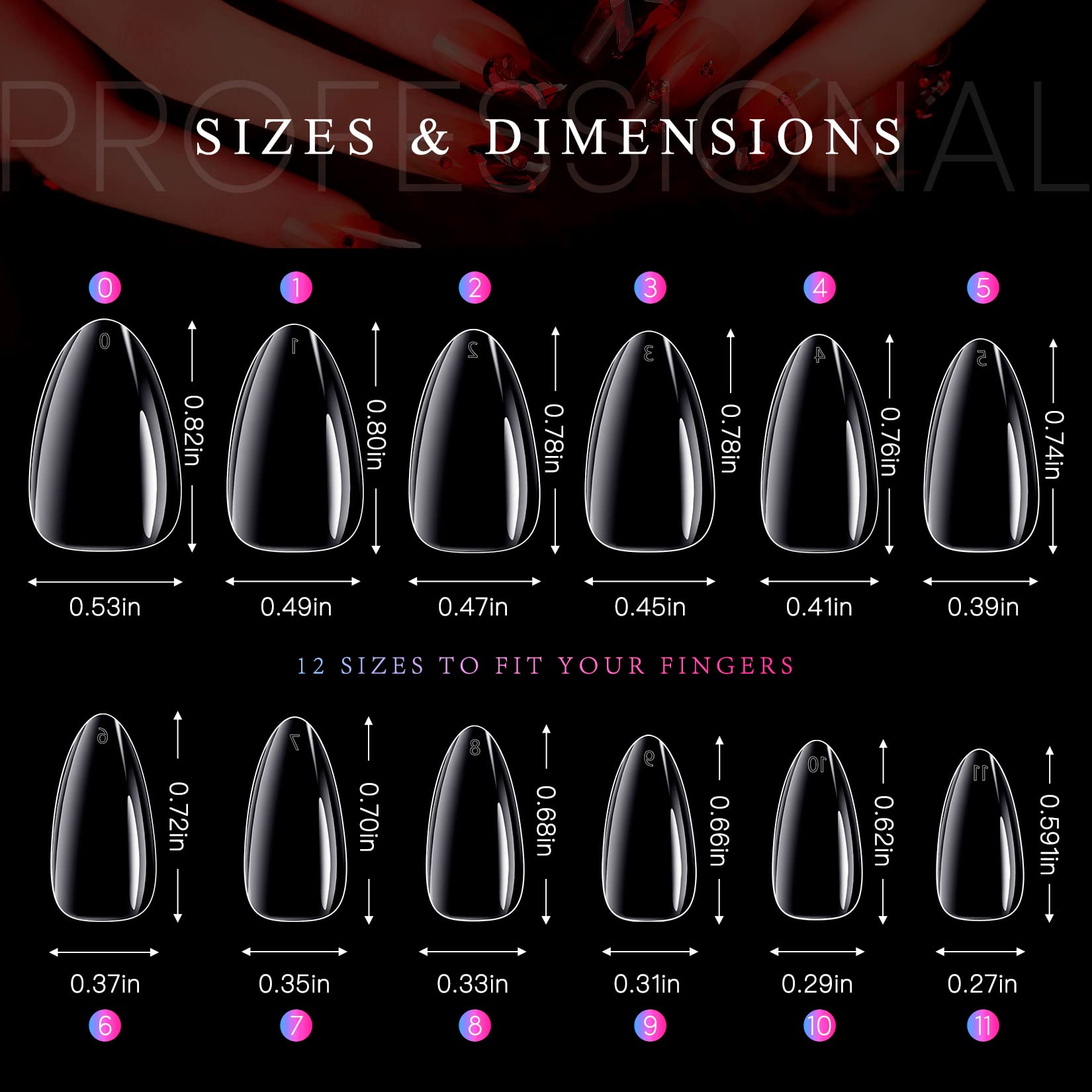 krofaue Short Almond Nails - 240Pcs Almond Clear Nail Tips 12 Sizes Almond Nail Tips, Artificial Acrylic False Nails, Full Cover Press on Nails Almond for Home DIY & Nail Tips Art - Image 5