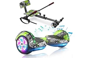 YHR Hoverboard with Seat Attachment - Go Kart Conversion Kit - 6.5" Wheels Kids Adults Hover Board with Bluetooth Speaker Lights Electric Self Balancing Scooter for Teens Girls Boys Gift