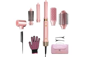 Mythsight StyleVibe 6-in-1 Air Styler, Hair Dryer & Blow Dryer Brush with Travel Case - Auto Wrap Curls (L/R), Fast Drying, Thermal Round Brush for Smooth Blowouts & Frizz-Free Volume, No Heat Damage