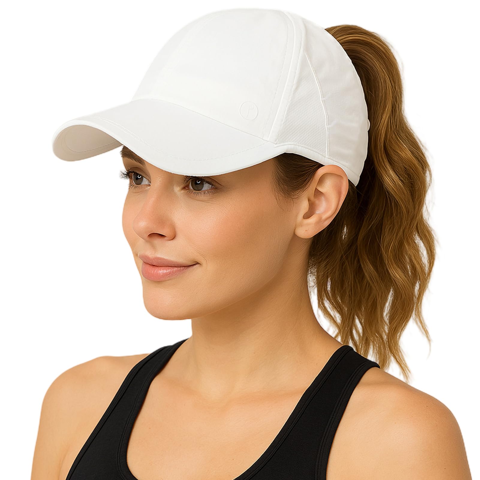 Photo 1 of TOP-EX Womens Baseball Cap with Ponytail Hole Summer Cooling SPF 50 Waterproof Sun Caps for Outdoor Sports Adjustable Packable White S/M