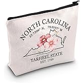 JXGZSO North Carolina Map Cosmetic Bag North Carolina Travel Pouch Bag Dogwood Flower Lovers Gift (TARHEEL STATE Bag)