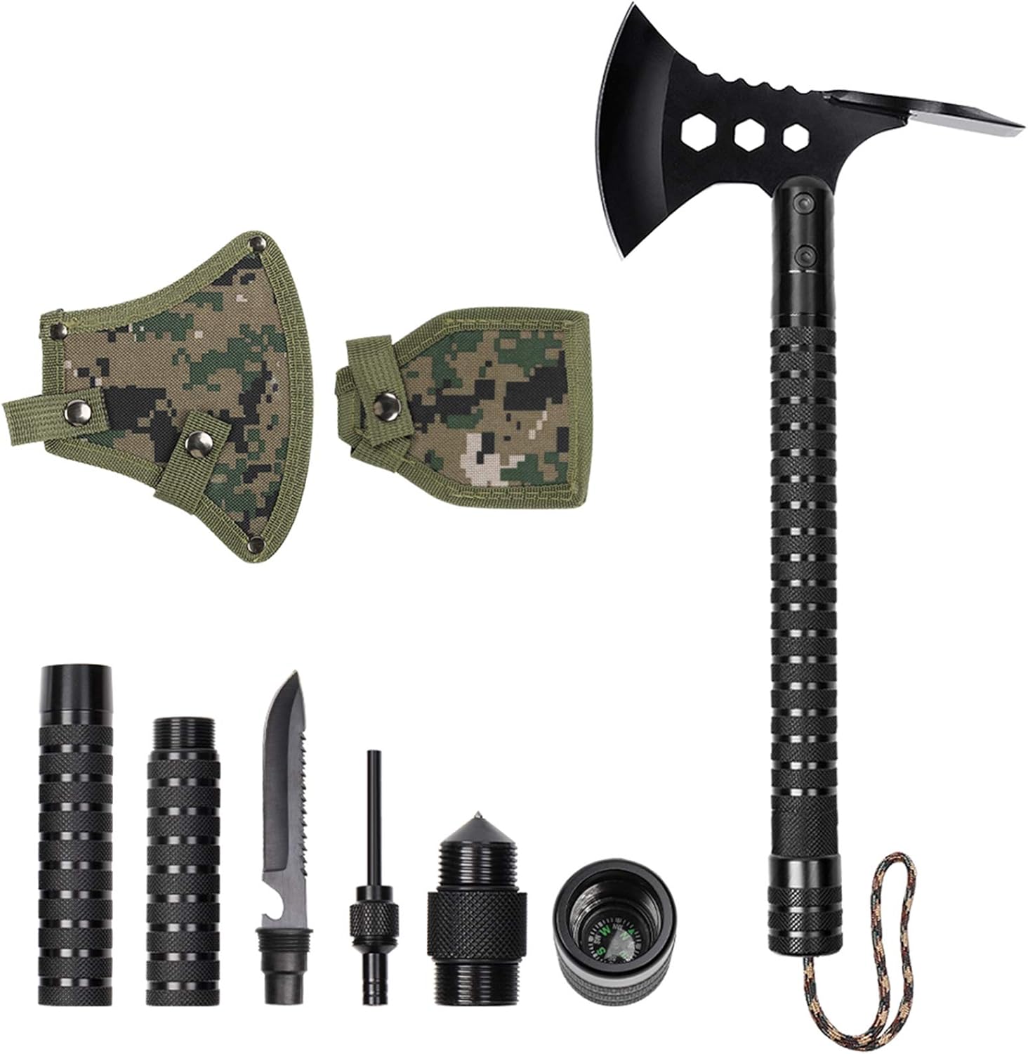 LIANTRAL Survival Camping Axe, Folding MultiTool Tactical Hatchet Kit