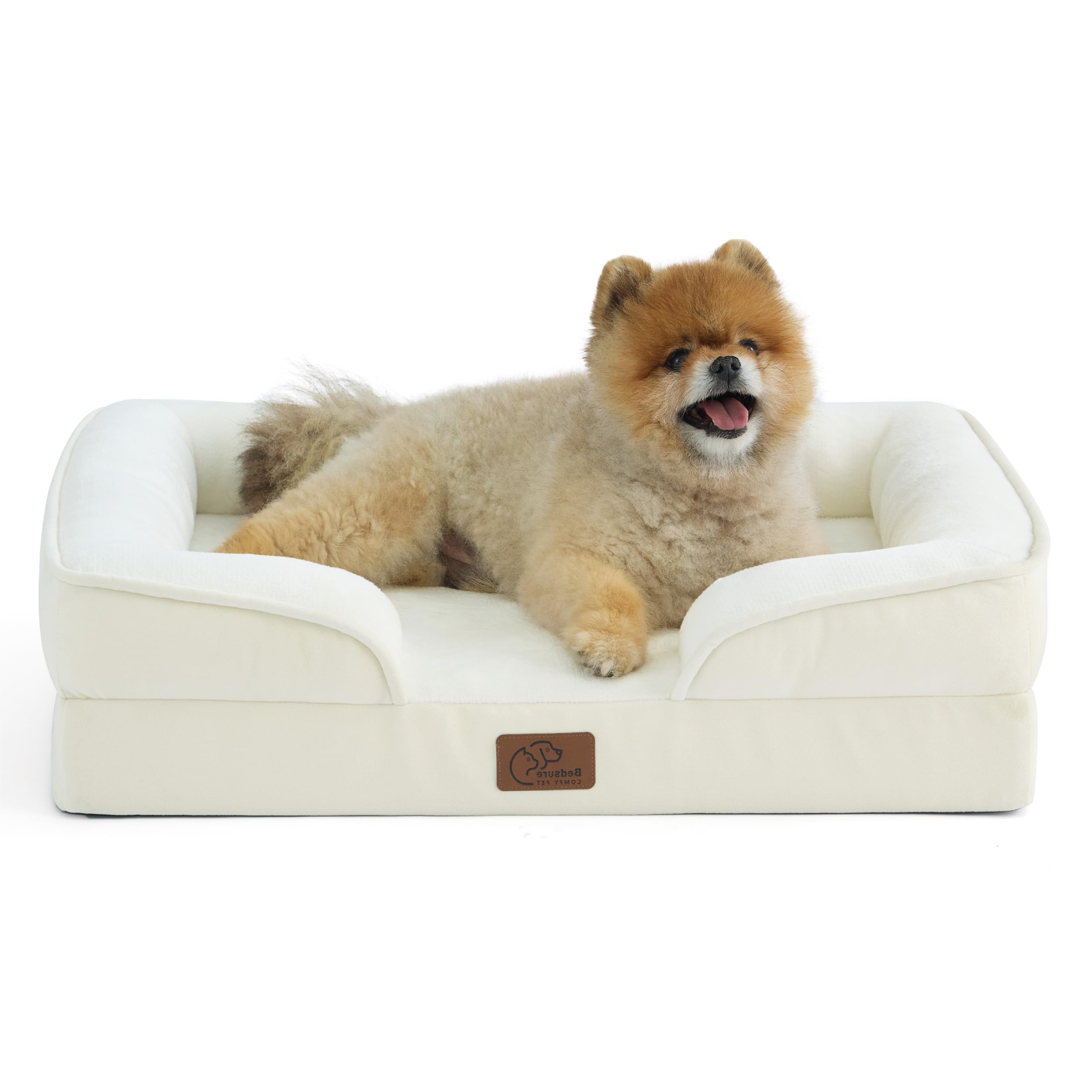 Photo 1 of Bedsure Orthopedic Dog Beds for Small Dogs - Washable Small Dog Cat Bed Waterproof, Comfort Pet Couch Sofa with Washable Removable Cover, Pets Bed with Nonskid Bottom, Ivory, 24"