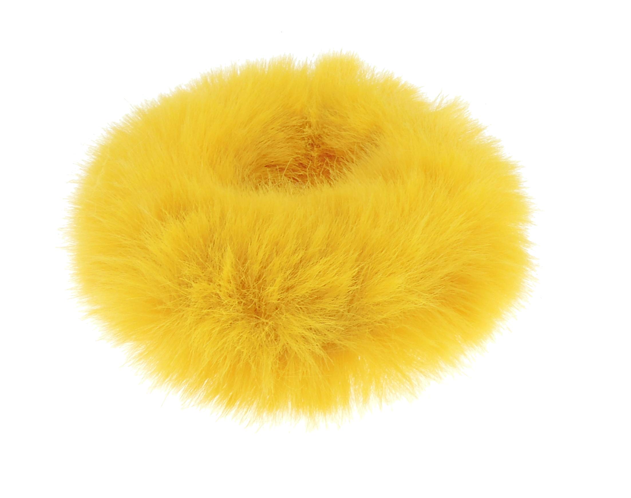 Cute Womens Girls Soft Plush Faux Fur Fabric Winter Sleep Christmas Birthday Wedding Bridesmaid Party Ponio Tie Elastic Accessories Bobbles Ponytail Holder Band Hair Scrunchie (Mustard)